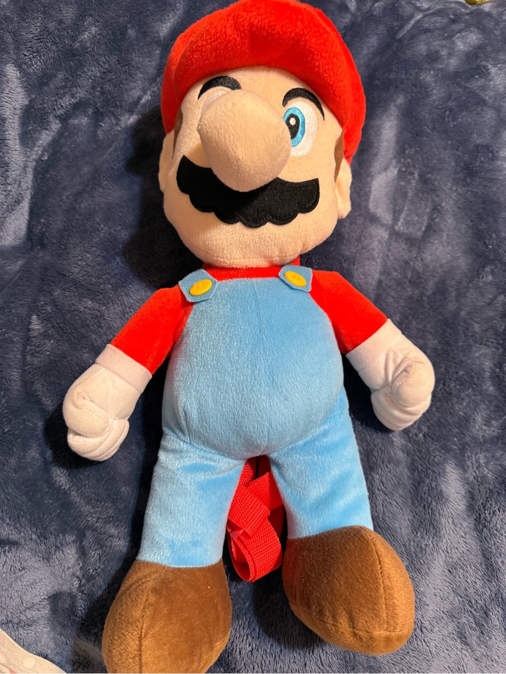 Blue & Red Plush Kids Toy - Mario-Style Overalls